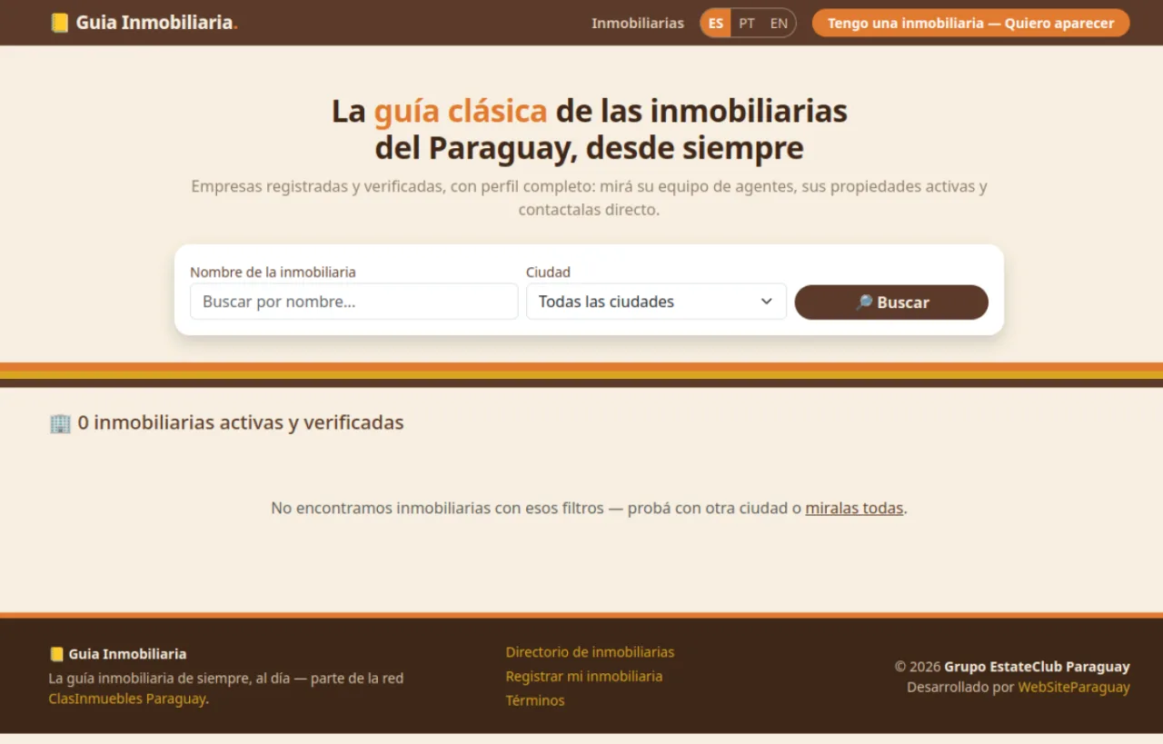 Captura de la portada de Guia de Inmobiliarias